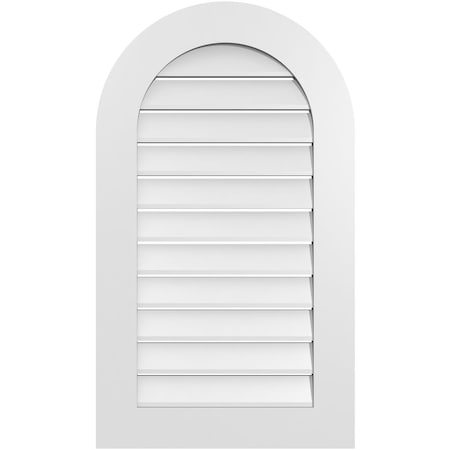 Ekena Millwork Round Top Surface Mount PVC Gable Vent: Functional, w/ 3-1/2"W x 1"P Standard Frame, 22"W x 38"H GVPRT22X3801SF